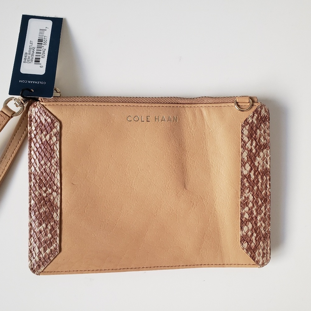 Cole Haan demi wristlet Tan/snake